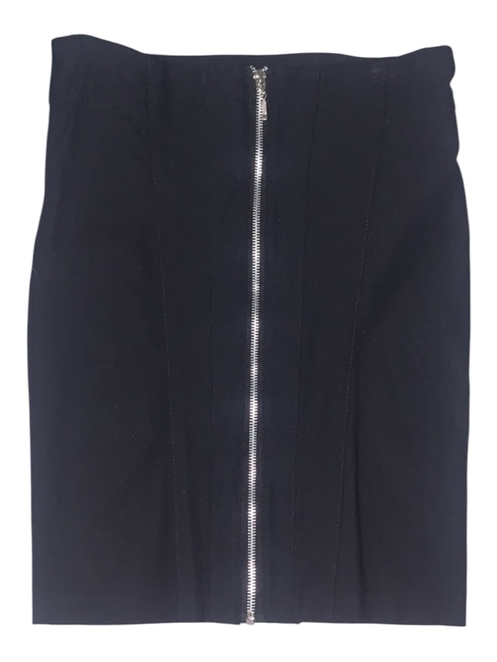 Costa Blanca Black Pencil Skirt with Front Silver Zip